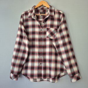 Pendleton Black Red Plaid 100% Cotton Long Sleeve Button Up Shirt Womens XL